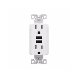 TR7765W-BOX Receptáculo 5-15 Tr Con 2 Puertos Usb 0.7A, Blanco
