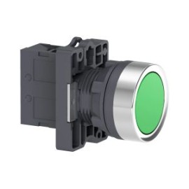 EasyLine Botón pulsador redondo 22mm retorno por resorte color verde NA IP65
