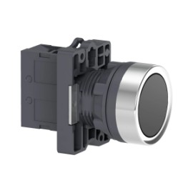 EasyLine Botón pulsador redondo 22mm retorno por resorte color negro NA IP65