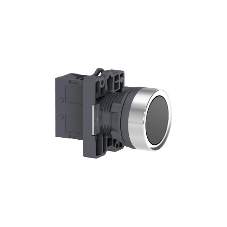 EasyLine Botón pulsador redondo 22mm retorno por resorte color negro NA IP65