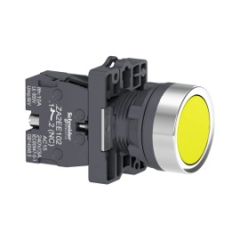 EasyLine Botón pulsador redondo 22mm retorno por resorte color amarillo NA IP65