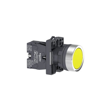 EasyLine Botón pulsador redondo 22mm retorno por resorte color amarillo NA IP65