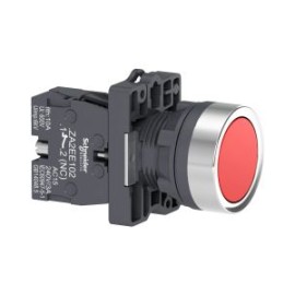 EasyLine Botón pulsador redondo 22mm retorno por resorte color rojo NA IP65