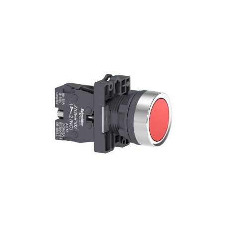 EasyLine Botón pulsador redondo 22mm retorno por resorte color rojo NA IP65