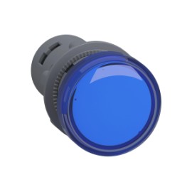 Luz piloto redondo 22 azul 24 V AC DC terminales de abrazadera