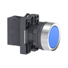 EASYLINE BOTON PULSADOR REDONDO 22MM RETORNO POR RESORTE COLOR AZUL NA IP65