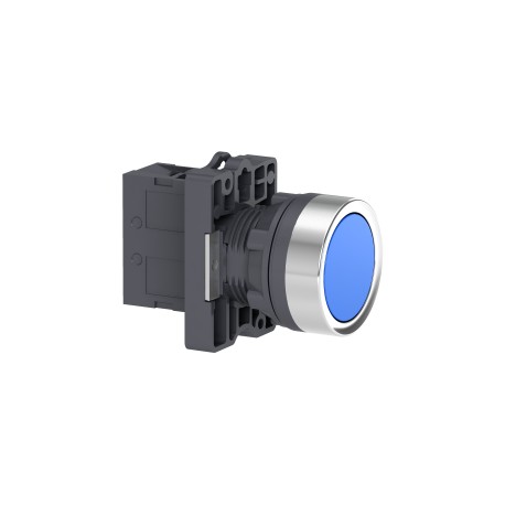 EASYLINE BOTON PULSADOR REDONDO 22MM RETORNO POR RESORTE COLOR AZUL NA IP65