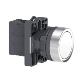 EasyLine Botón pulsador redondo 22mm retorno por resorte color blanco NA IP65