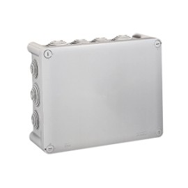 Caja plexo rectangular de 220 x 170 x 86 mm de profundidad Con 14 entradas con boquillas Ø de 4 a 32
