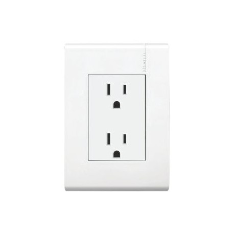 Tomacorriente Dúplex 2P+T con Protección Infantil 15A 127250V~ Placa Blanca